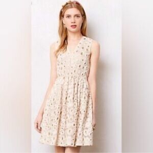 Anthropologie MADCHEN brand embroidered  gold accented dress